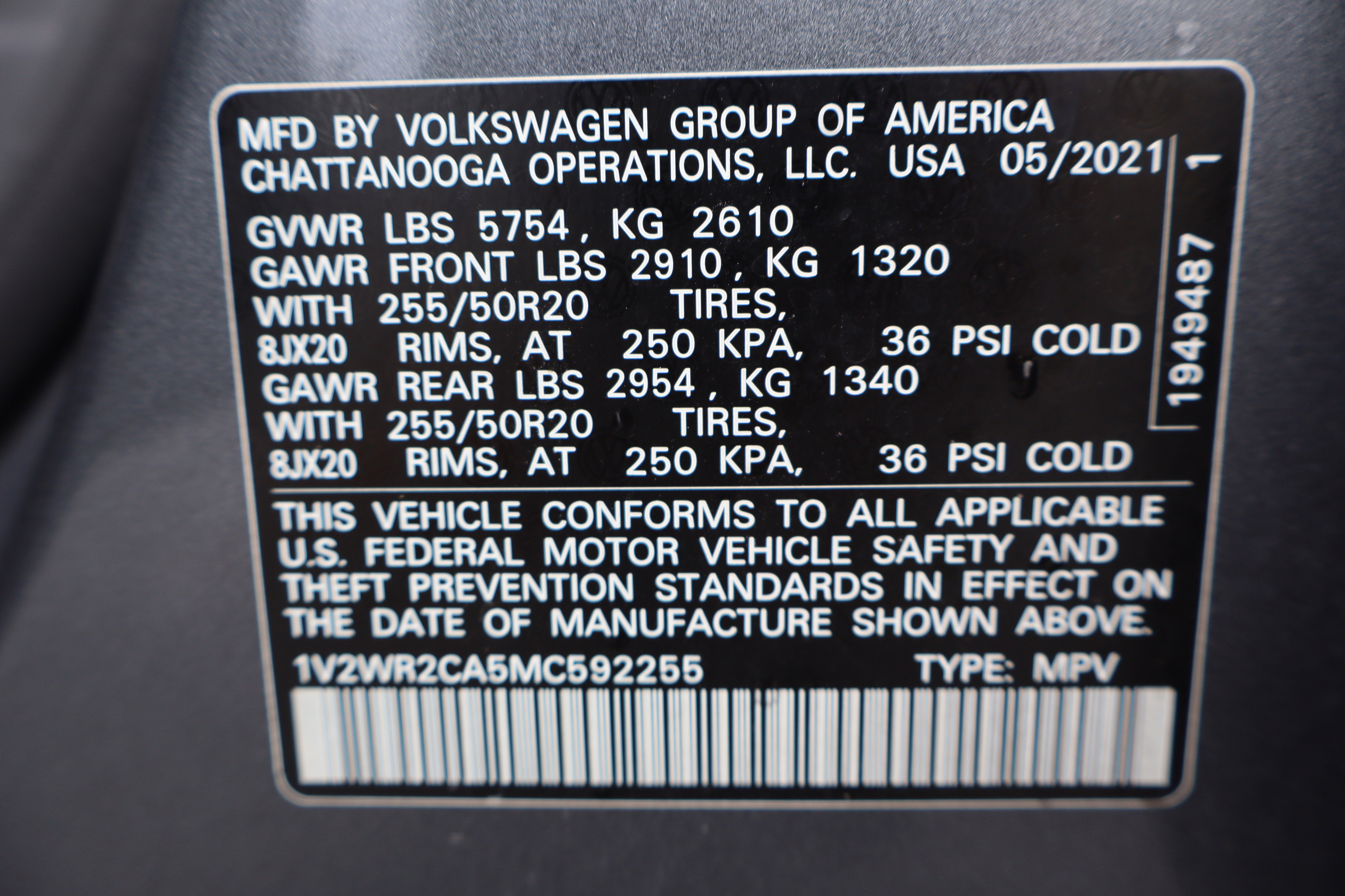 2021 Volkswagen Atlas 3.6L V6 SE w/Technology