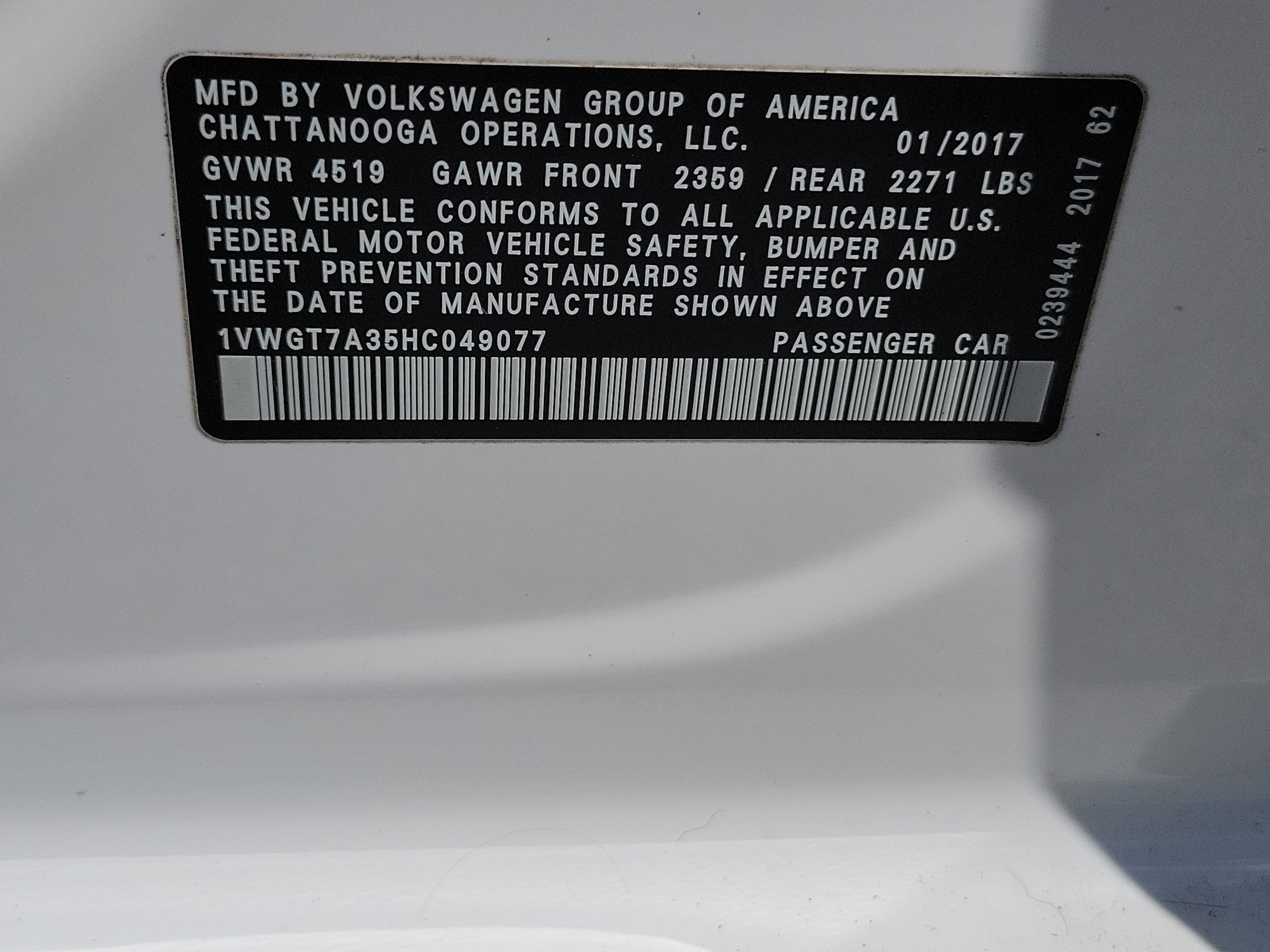 2017 Volkswagen Passat 1.8T SE w/Technology