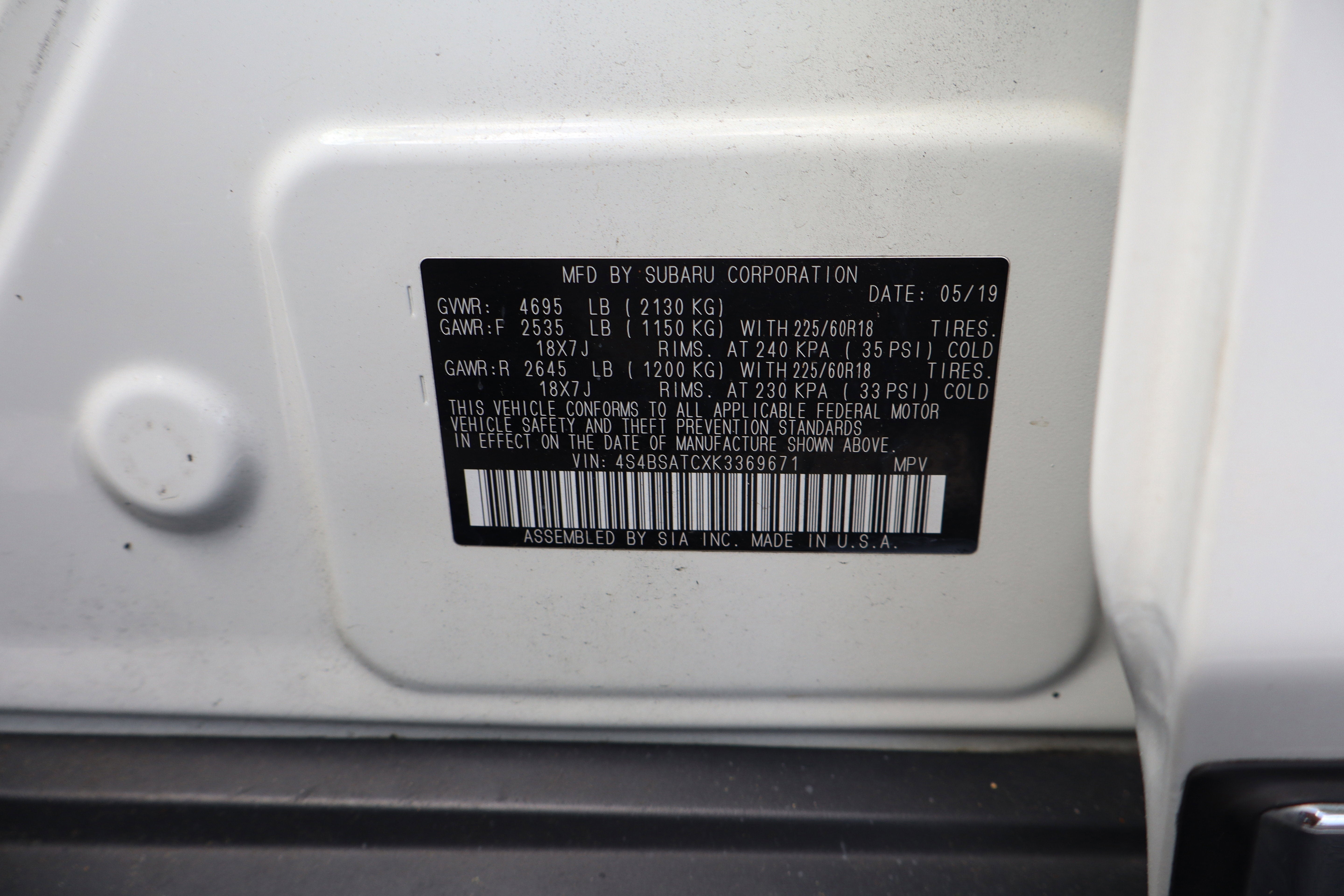 2019 Subaru Outback Touring